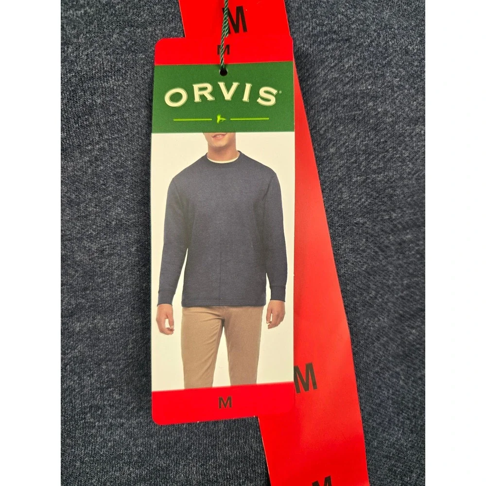 Orvis Crewneck Sweatshirt Mens Size M Blue Long Sleeve Midweight Cotton Poly